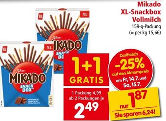 Interspar Mikado XL-Snackbox Vollmilch 159-g-Packung Angebot