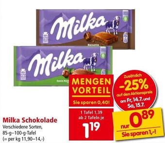 Interspar Milka Schokolade Verschiedene Sorten, 85-g-100-g-Tafel Angebot