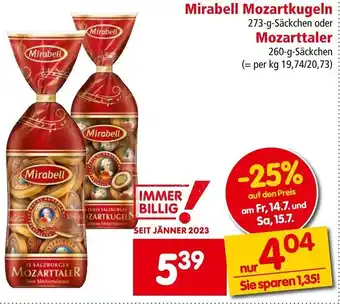 Interspar Mirabell Mozartkugeln 273-g-Säckchen oder Mozarttaler 260-g-Säckchen Angebot