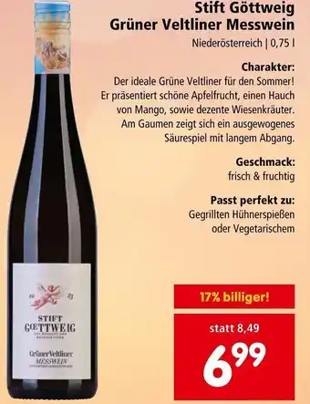 Interspar Stift Göttweig Grüner Veltliner Messwein Niederösterreich | 0,75 L Angebot