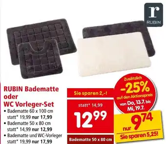 Interspar RUBIN Badematte oder WC Vorleger-Set Angebot