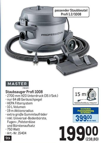 Metro Staubsauger Profi 1008 Angebot