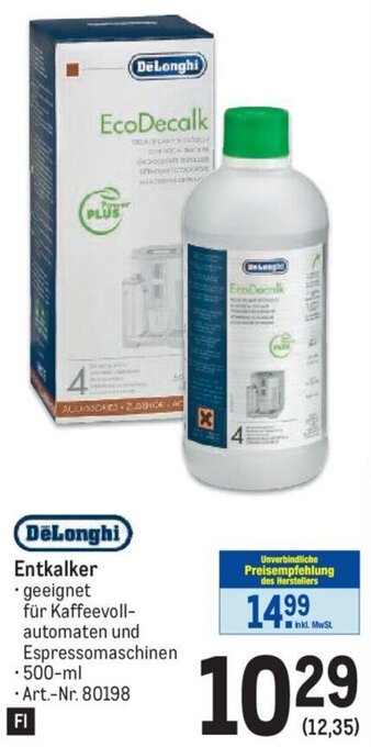 Metro DeLonghi Entkalker Angebot