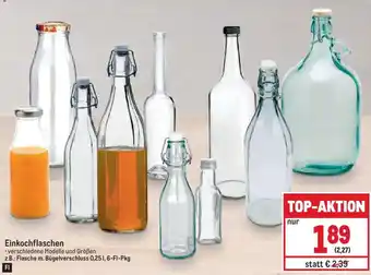 Metro Einkochflaschen verschiedene Modelle und Größen z.B.: Flasche m. Bügelverschluss 0,251, 6-FI-Pkg Angebot