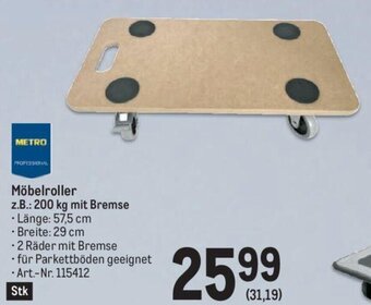 Metro Möbelroller z.B.: 200 kg mit Bremse Angebot