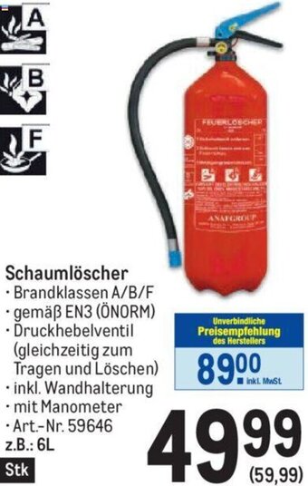 Metro Schaumlöscher z.B.: 6L Angebot
