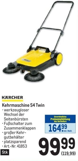 Metro KÄRCHER Kehrmaschine S4 Twin Angebot