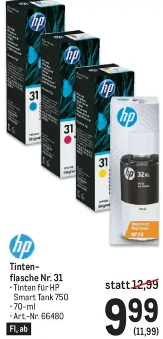 Metro hp Tinten-flasche Nr. Tinten-flasche Nr. 31 • Tinten für HP Smart Tank 750 Angebot
