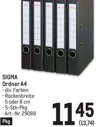 Metro SIGMA Ordner A4 Angebot
