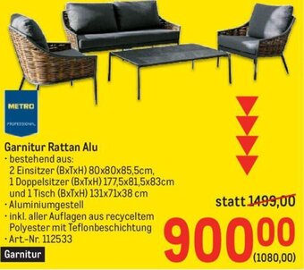 Metro Garnitur Rattan Alu Angebot