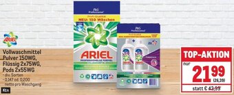 Metro ARIEL Vollwaschmittel Pulver 150WG, Flüssig 2x75WG, Pods 2x55WG Angebot