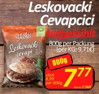 Wurstico Leskovack Cevapcici 800g per Packung Angebot