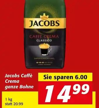Strasser Markt Jacobs affè Crema ganze Bohne 1 kg Angebot