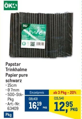 Metro Papstar Trinkhalme Papier pure schwarz Angebot