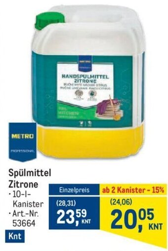 Metro Spülmittel Zitrone Angebot