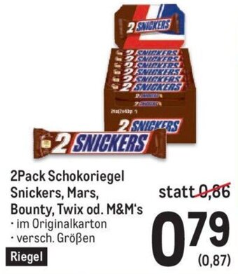 Metro 2Pack Schokoriegel Snickers, Mars, Bounty, Twix od. M&M's Angebot