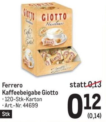 Metro Ferrero Kaffeebeigabe Giotto -120-Stk-Karton Art.-Nr. 44699 Angebot