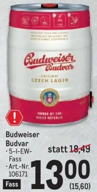 Metro Budweiser Budvar ·5-I-EW-Fass Art.-Nr. 106171 Angebot