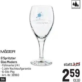 Metro MÄSER G'Spritzter Glas Modern - 6-Stk-Pkg Angebot