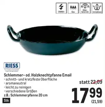 Metro RIESS Schlemmer- od. Holzknechtpfanne Email z.B.: Schlemmerpfanne 20 cm Angebot