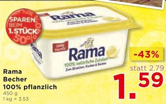 Unimarkt Rama Becher 100% pflanzlich 450 g Angebot