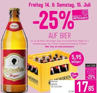 Sutterlüty Mohren Spezial 20 x 0,5 Liter Angebot