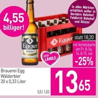 Sutterlüty Brauerei Egg Wälderbier 20 x 0,33 Liter Angebot