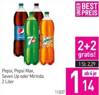 Sutterlüty Pepsi, Pepsi Max, Seven Up oder Mirinda 2 Liter Angebot