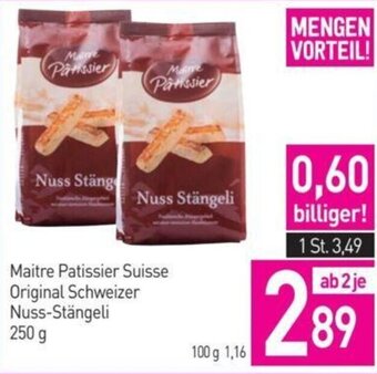 Sutterlüty Maitre Patissier Suisse Original Schweizer Nuss-Stängeli 250 g Angebot