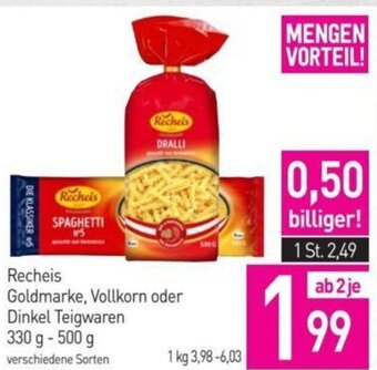 Sutterlüty Recheis Goldmarke, Vollkorn oder Dinkel Teigwaren 330 g - 500 g Angebot