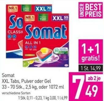 Sutterlüty Somat XXL Tabs, Pulver oder Gel 33-70 Stk., 2,5 kg, oder 1072 ml Angebot