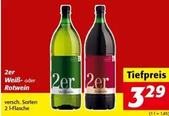 Nah&Frisch 2er Weiß- oder Rotwein versch. Sorten 2 l-Flasche Angebot