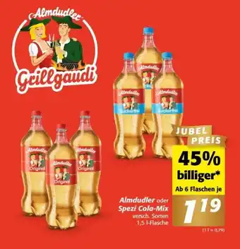 Nah&Frisch Almdudler oder Spezi Cola-Mix versch. Sorten 1,5 l-Flasche Angebot