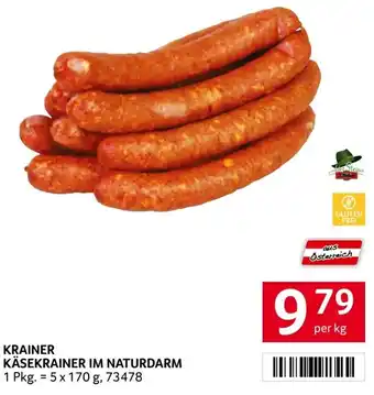 Transgourmet KÄSEKRAINER IM NATURDARM 1 Pkg. = 5 x 170 g, 73478 per kg Angebot
