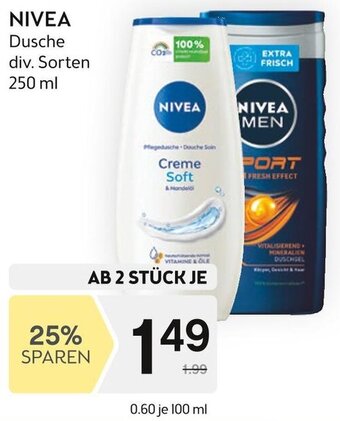 Bipa NIVEA Dusche div. Sorten 250 ml Angebot
