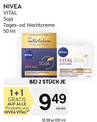 Bipa NIVEA VITAL Soja Tages- od. Nachtcreme 50 ml Angebot