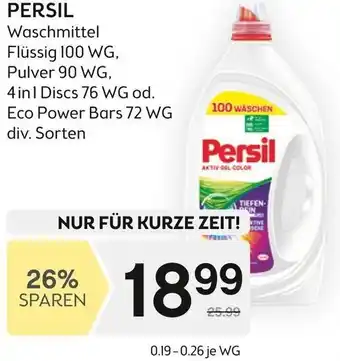 Bipa PERSIL Waschmittel Flüssig 100 WG, Pulver 90 WG, 4in1 Discs 76 WG od. Eco Power Bars 72 WG div. Sorten Angebot