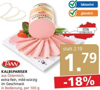 SPAR Gourmet KALBSPARISER aus Österreich, extra-fein, mild-würzig im Geschmack in Bedienung, per 100 g Angebot
