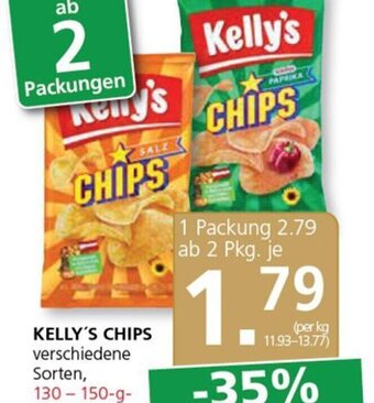 SPAR Gourmet KELLY'S CHIPS verschiedene Sorten, 130-150-g-Packung Angebot