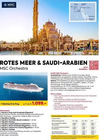 Billa Reisen ROTES MEER & SAUDI-ARABIEN MSC Orchestra 7 Nächte/Al & Flug Angebot
