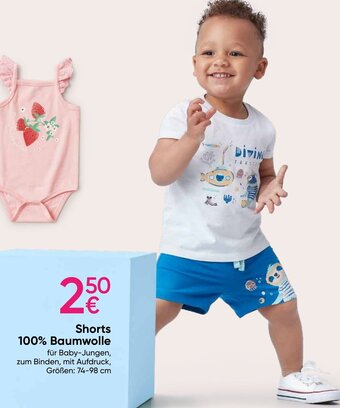 Pepco Shorts 100% Baumwolle für Baby-Jungen, zum Binden, mit Aufdruck, Größen: 74-98 cm Angebot