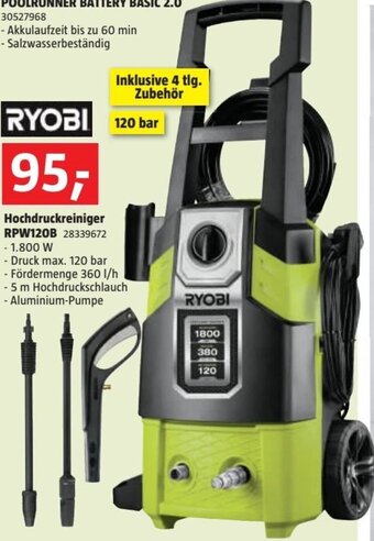 Bauhaus RYOBI Hochdruckreiniger RPW120B Angebot
