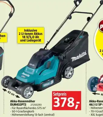Bauhaus Makita Akku-Rasenmäher DLM432PT2 Angebot