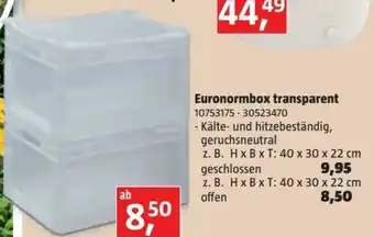Bauhaus Euronormbox transparent z. B. H x B x T: 40 x 30 x 22 cm Angebot