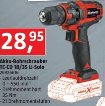 Bauhaus Einhell Akku-Bohrschrauber TC-CD 18/35 Li-Solo Angebot