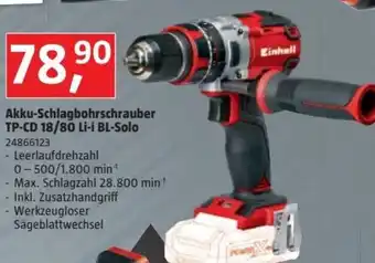 Bauhaus Einhell Akku-Schlagbohrschrauber TP-CD 18/80 Li-i BL-Solo Angebot