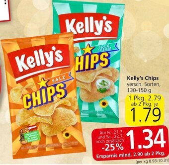 Spar Kelly's Chips versch. Sorten, 130-150 g Angebot