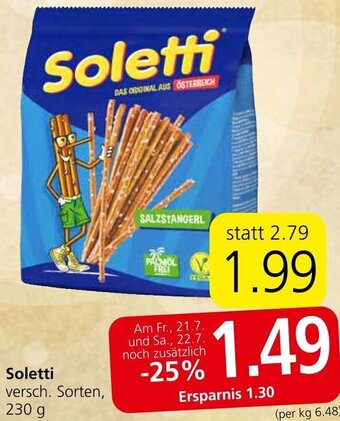 Spar Soletti versch. Sorten, 230 g Angebot