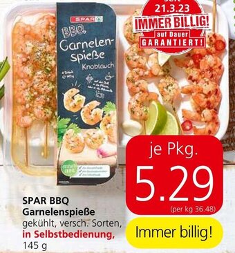 Spar SPAR BBQ Garnelenspieße gekühlt, versch. Sorten, in Selbstbedienung, 145 g Angebot