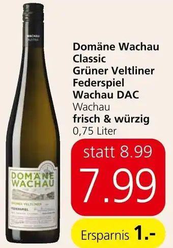 Spar Domäne Wachau Classic Grüner Veltliner Federspiel Wachau DAC Wachau frisch & würzig 0,75 Liter Angebot